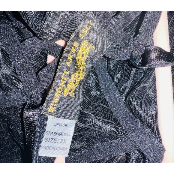 NEW Black Strappy Sheer Bodysuit 3X Just Sexy Lingerie Intimate Bodacious - Picture 3 of 5